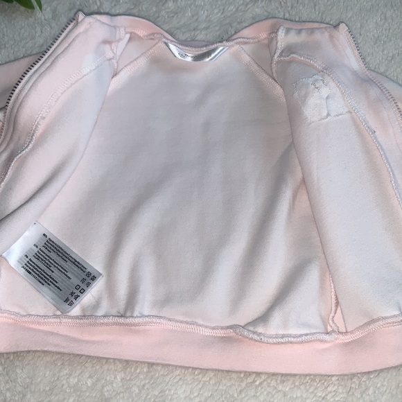 Mayoral Baby Pink Sweatshirt 6-9M White Polka Dot Zip EUC - Picture 9 of 13